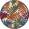 Homeroots 8 ft. Round Multi Color Leaves Indoor & Outdoor Area Rug 384948 - alternate 9